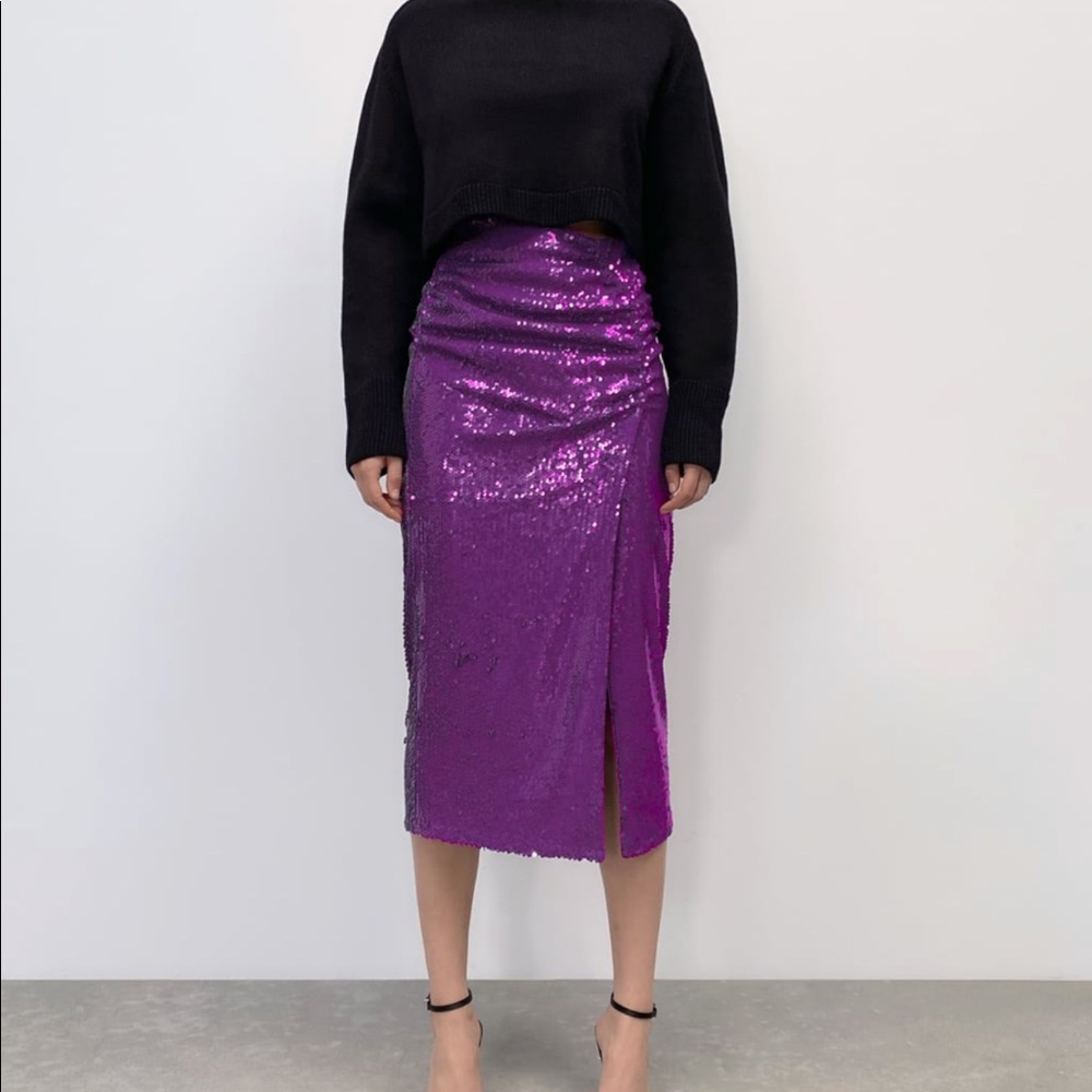 COPY - COPY - Zara Slitted  Sequin Skirt